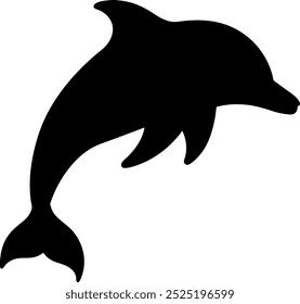 Smooth dolphin silhouette with flowing curves, distinct dorsal fin, and dynamic movement on white