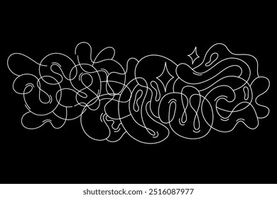 Smooth doodle lines. Stylized abstract image. Curve element isolated. Fluid shape, squiggle, flow swirl, 2d path, doodles. Dynamic line shapes. Set vector trend.