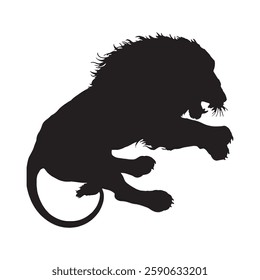 Smooth and Elegant Attacking Lion Silhouette for Professional Designers - Lion Vector - Lion Icon
