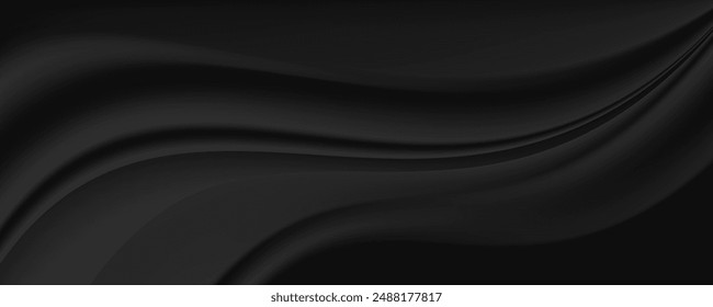 Suave elegante fondo abstracto de textura de satén negro. Diseño de fondo de lujo. Ilustración vectorial