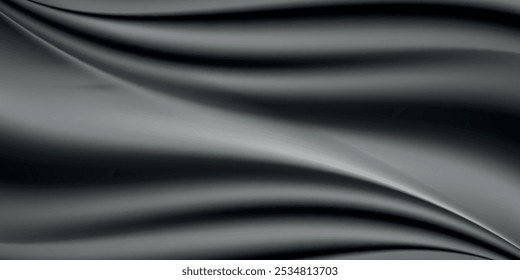 Fondo abstracto elegante de la textura del satén negro liso. Diseño de fondo lujoso