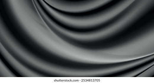 Smooth elegant black satin texture abstract background. Luxurious background design