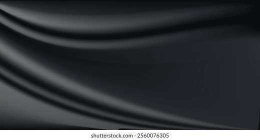 Smooth elegant black satin texture abstract background. Luxurious background design