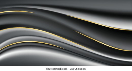 Smooth elegant black satin texture abstract background. Luxurious background design
