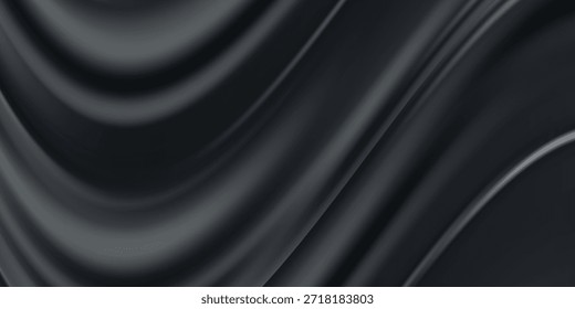 Smooth elegant black satin texture abstract background. Luxurious background design