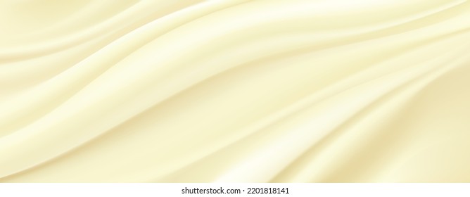 Smooth elegant cream silk or satin luxury cloth texture can use as wedding background. Luxurious Christmas background or New Year background. In Sepia toned. Retro style. Vector illustration.