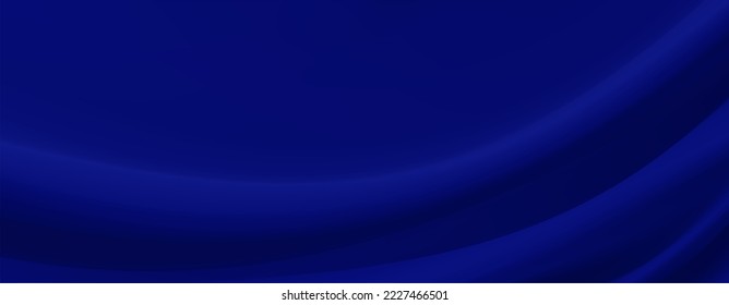 Smooth elegant dark blue silk or satin luxury cloth texture can use as wedding background. Luxurious Christmas background or New Year background. 3d Vector illustration.