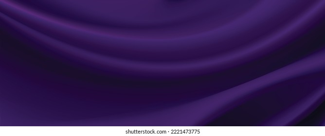 Smooth elegant dark purple silk or satin luxury cloth texture can use as wedding background. Luxurious Christmas background or New Year background. 3d Vector illustration.