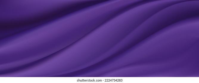 La seda púrpura oscura suave y elegante o la textura satinada de tela de lujo pueden utilizarse como fondo de boda. Lujosos antecedentes navideños o antecedentes de Año Nuevo. Ilustración vectorial 3d.