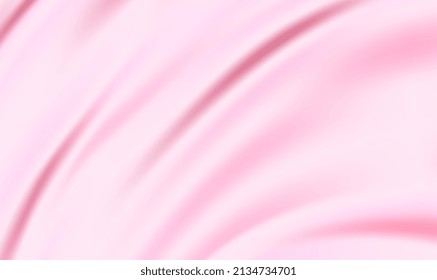 Smooth elegant pink silk or satin texture can use as background. Closeup of rippled silk. Abstract cloth or liquid wave vector background. Cloth soft wave. Creases of satin, silk, and cotton. Vector