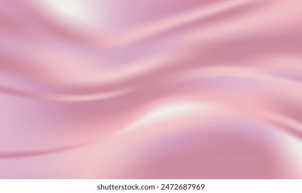 Smooth elegant pink silk or satin texture can use as wedding background. Pink fabric or liquid wave or wavy folds grunge silk texture satin velvet material. Cloth soft wave. Creases of satin. Vector.