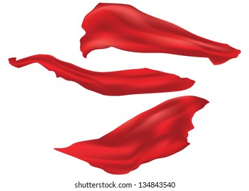 Smooth elegant red satin scarf illustration on white background.