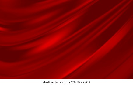 Smooth elegant red silk or satin luxury cloth texture can use as wedding background. Red cloth or liquid wave or wavy folds of grunge silk. Velvet satin texture or luxury Christmas background. Vector.