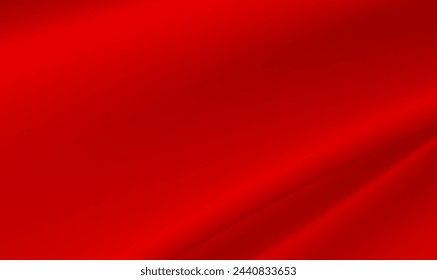 Smooth elegant red silk or satin luxury cloth texture for background with copy space. Red cloth or liquid wave. Soft folds. Curtain. Christmas, New Year, Valentine, anniversary, award, festive. Vector