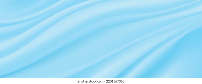 Smooth elegant sky blue silk or satin luxury cloth texture can use as wedding background. Luxurious Christmas background or New Year background. Vector illustration.