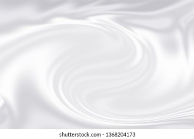 Smooth elegant white silk fabric background. Textile texture. Festive vector illustration