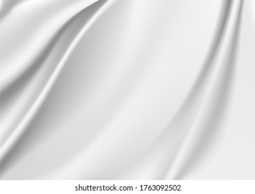 Seda blanca suave y elegante o textura satinada de tela de lujo . Diseño de fondo vectorial de lujo