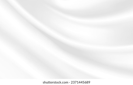 Smooth elegant white silk vector or satin luxury cloth texture can use as wedding background. White cloth with soft waves. Luxurious Christmas background or New Year background. Elegance Vector EPS10.