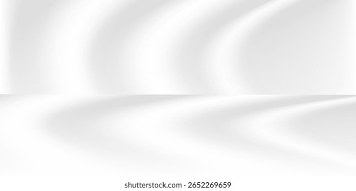Smooth elegant white silk vector or satin luxury cloth texture background. White gray satin texture that is white silver fabric silk background. Soft shiny creased satin fabric folding texture.