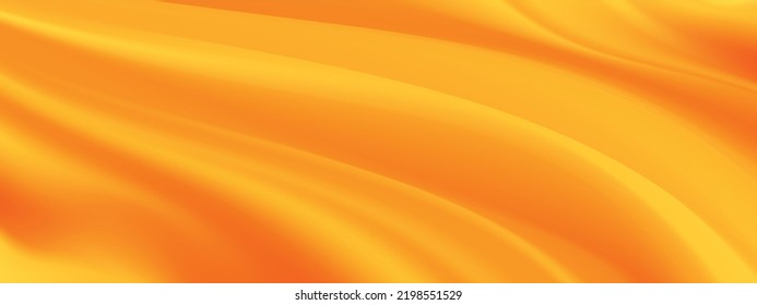 Suave y elegante fondo vectorial de seda amarilla. Cierre de tela de seda amarilla. Asas de satén o algodón suave. Tela de lujo o ola líquida utilizada como fondo 