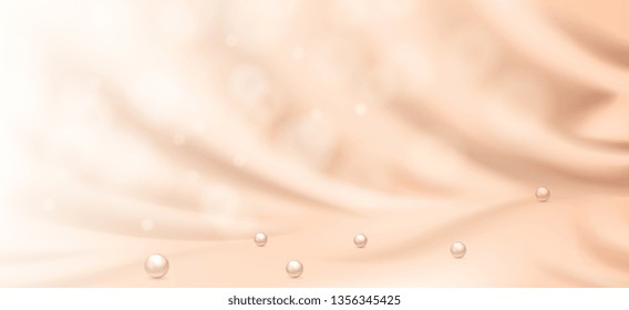 Smooth fabric with pearls background. Vector illustration