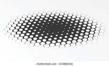 smooth fade from small hexagons to big hexagons. 3d style vector illustration. suitable for any banner, ad, technology and abstract themes.