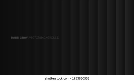 Smooth Fading Straight Lines In A Row 3D Vector Blurred Effect Dark Gray Abstract Background. Rendered Wall. Minimalistic Black Empty Space Abstract Wallpaper