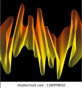 Smooth flexible curved lines isolated on dark background for use in design for modern party poster, carnival card, shop seasonal sale advertising, bag print etc.
