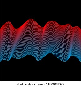 Smooth flexible curved lines isolated on dark background for use in design for modern party poster, carnival card, shop seasonal sale advertising, bag print etc.