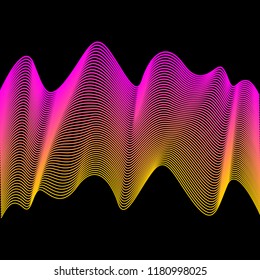 Smooth flexible curved lines isolated on dark background for use in design for modern party poster, carnival card, shop seasonal sale advertising, bag print etc.