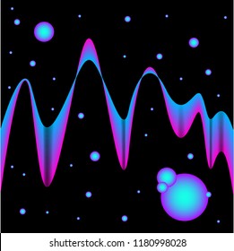 Smooth flexible curved lines isolated on dark background for use in design for modern party poster, carnival card, shop seasonal sale advertising, bag print etc.