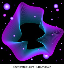 Smooth flexible curved lines isolated on dark background for use in design for modern party poster, carnival card, shop seasonal sale advertising, bag print etc.