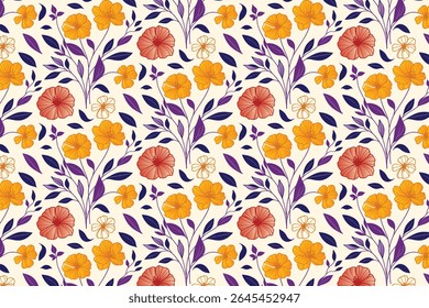 smooth floral outline pattern with trendy seamless arrangement and delicate flower sketches for kitchen wear and textile design


