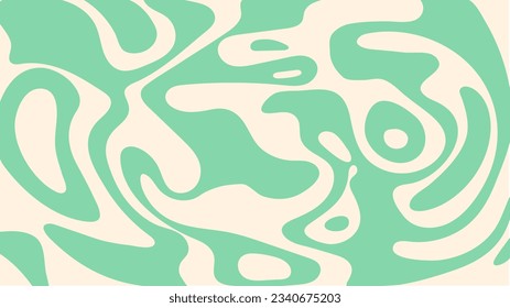 Smooth flow trippy abstract background. Retro 60-70s vector illustration in groovy hippie style. Psychedelic glitchy design.Horizontal wavy fluid backdrop.