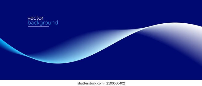 Smooth flow of wavy shape with gradient vector abstract background, dark blue design curve line energy motion, relaxing music sound or technology.