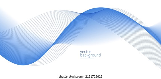 Flujo liso de forma ondulada con fondo abstracto vectorial gradiente, diseño azul claro de la curva de la línea de energía, música relajante o tecnología.
