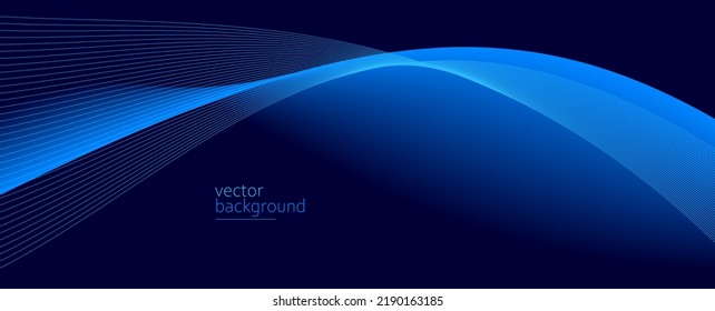 Smooth flow of wavy shape with gradient vector abstract background, dark blue design curve line energy motion, relaxing music sound or technology.