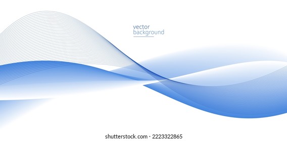 Smooth flow of wavy shape with gradient vector abstract background, light blue design curve line energy motion, relaxing music sound or technology.