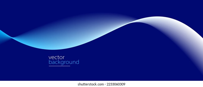 Smooth flow of wavy shape with gradient vector abstract background, dark blue design curve line energy motion, relaxing music sound or technology.