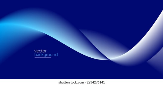 Smooth flow of wavy shape with gradient vector abstract background, dark blue design curve line energy motion, relaxing music sound or technology.