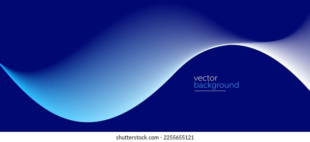 Flujo liso de forma ondulada con fondo abstracto del vector gradiente, diseño azul oscuro de la curva de la línea de energía, sonido o tecnología de música relajante.