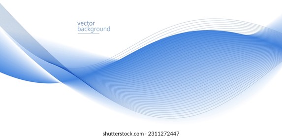 Smooth flow of wavy shape with gradient vector abstract background, light blue design curve line energy motion, relaxing music sound or technology.