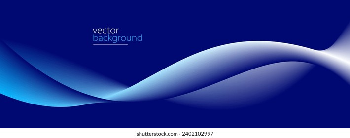 Smooth flow of wavy shape with gradient vector abstract background, dark blue design curve line energy motion, relaxing music sound or technology.