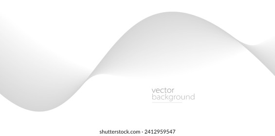 Smooth flow of wavy shape with gradient vector abstract background, light grey design curve line energy motion, relaxing image or technology.