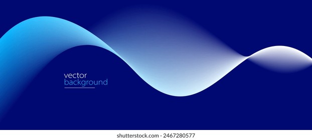 Smooth flow of wavy shape with gradient vector abstract background, dark blue design curve line energy motion, relaxing music sound or technology.