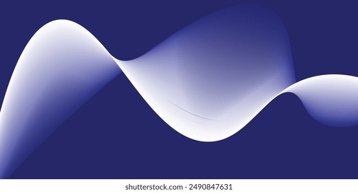 Smooth flow of wavy shape with gradient vector abstract background, dark blue design curve line energy motion, relaxing music sound or technology