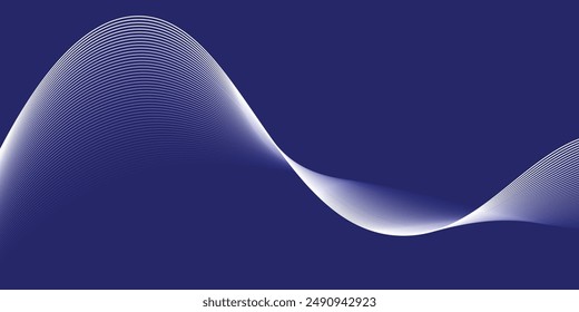Smooth flow of wavy shape with gradient vector abstract background, dark blue design curve line energy motion, relaxing music sound or technology