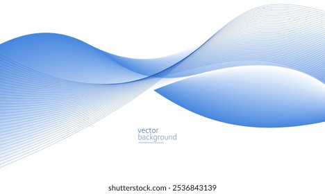Smooth flow of wavy shape with gradient vector abstract background, light blue design curve line energy motion, relaxing music sound or technology.