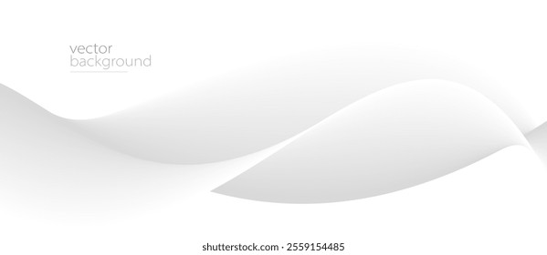 Smooth flow of wavy shape with gradient vector abstract background, light grey design curve line energy motion, relaxing image or technology.