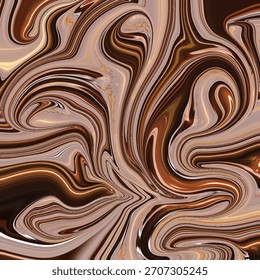 Smooth flowing abstract with glossy marble, texture, pattern, organic, liquid streaks in beige and brown creating a reflective artistic composition.
